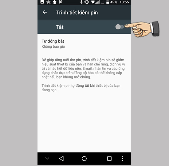 Bật tiết kiệm Pin